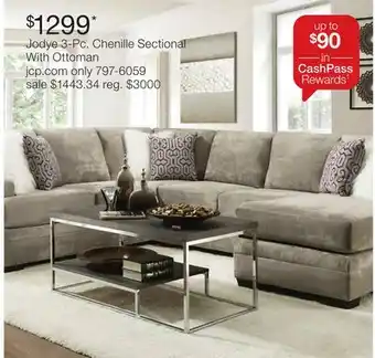 JC Penney Jodye 3-Pc. Chenille Sectional With Ottoman offer