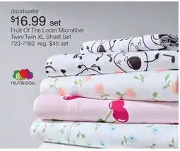 JC Penney Fruit Of The Loom Microfiber Twin/Twin XL Sheet Set offer
