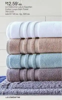 JC Penney Liz Claiborne Luxury Egyptian Cotton Loops Bath Towel offer