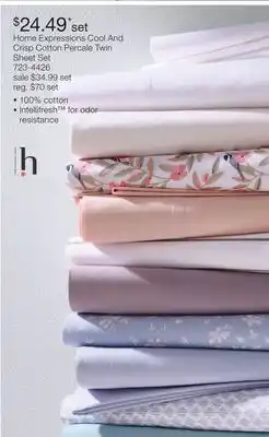 JC Penney Home Expressions Cool And Crisp Cotton Percale Twin Sheet Set offer