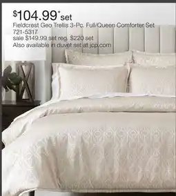 JC Penney Fieldcrest Geo Trellis 3-Pc. Full/Queen Comforter Set offer