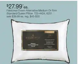 JC Penney Fieldcrest Down-Alternative Medium Or Firm Standard/Queen Pillow offer