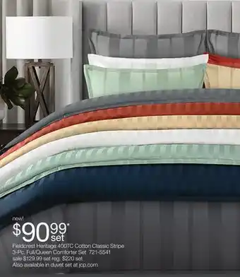 JC Penney Fieldcrest Heritage 400TC Cotton Classic Stripe 3-Pc. Full/Queen Comforter Set offer