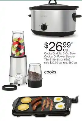 JC Penney Cooks Griddle, 6-Qt. Slow Cooker Or Power Blender offer