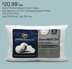 JC Penney Serta Perfect Sleeper Down Allure Soft/Medium Or Firm Standard/Queen Pillow offer