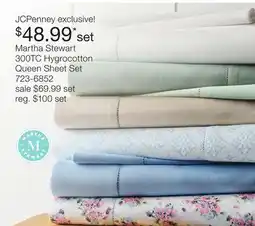 JC Penney Martha Stewart 300TC Hygrocotton Queen Sheet Set offer