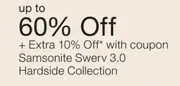 JC Penney Samsonite Swerv 3.0 Hardside Collection offer