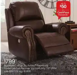 JC Penney Signature Design By Ashley Freyeburg Power Leather Recliner offer