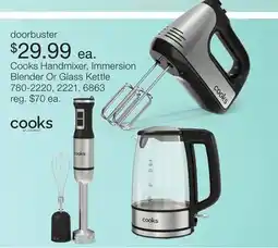 JC Penney Cooks Handmixer, Immersion Blender Or Glass Kettle offer