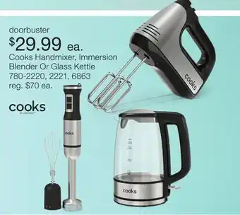 JC Penney Cooks Handmixer, Immersion Blender Or Glass Kettle offer