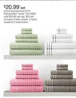 JC Penney Home Expressions 6-Pc. Ribbed Bath Towel offer