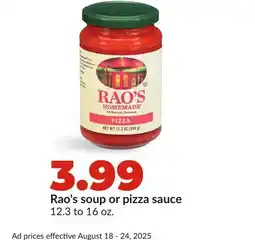 Hy-Vee Rao's soup or pizza sauce offer