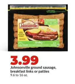Hy-Vee Johnsonville ground sausage, breakfast links or patties offer