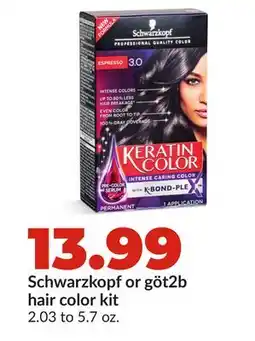 Hy-Vee Schwarzkopf or göt2b hair color kit offer
