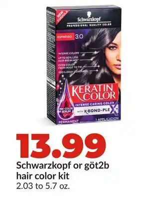 Hy-Vee Schwarzkopf or göt2b hair color kit offer