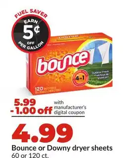 Hy-Vee Bounce or Downy dryer sheets offer
