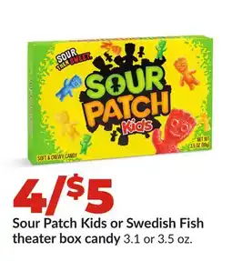Hy-Vee Sour Patch Kids or Swedish Fish theater box candy offer