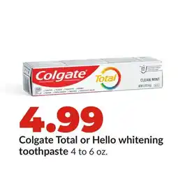 Hy-Vee Colgate Total or Hello whitening toothpaste offer