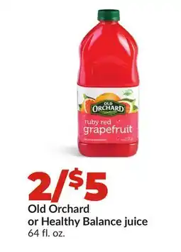 Hy-Vee Old Orchard or Healthy Balance juice offer