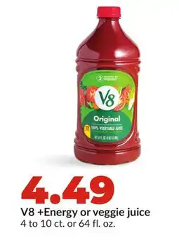 Hy-Vee V8 + Energy or veggie juice offer