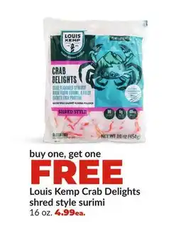 Hy-Vee Louis Kemp Crab Delights shred style surimi offer