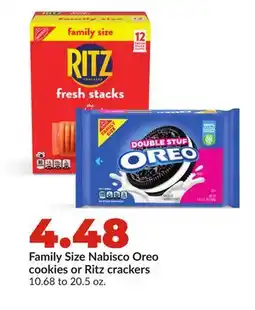 Hy-Vee Family Size Nabisco Oreo cookies or Ritz crackers offer