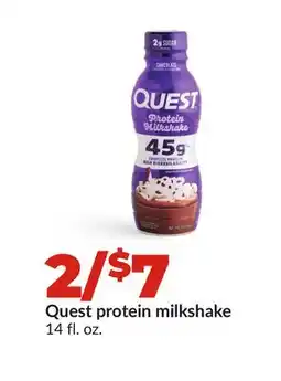 Hy-Vee Quest protein milkshake offer