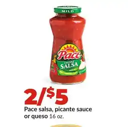 Hy-Vee Pace salsa, picante sauce or queso offer