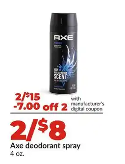 Hy-Vee Axe deodorant spray offer