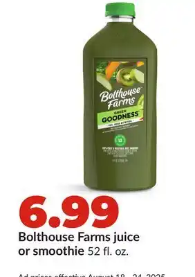 Hy-Vee Bolthouse Farms juice or smoothie offer