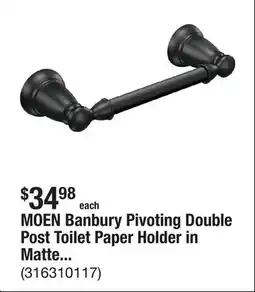 The Home Depot MOEN Banbury Pivoting Double Post Toilet Paper Holder in Matte Black offer