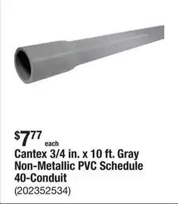 The Home Depot Cantex 3/4 in. x 10 ft. Gray Non-Metallic PVC Schedule 40-Conduit offer