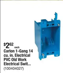 The Home Depot Carlon 1-Gang 14 cu. in. Electrical PVC Old Work Electrical Switch and Outlet Box (B114RB) offer