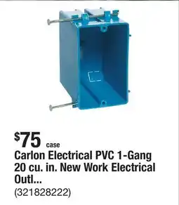 The Home Depot Carlon Electrical PVC 1-Gang 20 cu. in. New Work Electrical Outlet Box (Case of 100) (B120A-UPC) offer