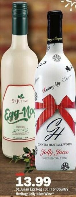 Meijer St. Julian Egg Nog Or Country Heritage Jolly Juice Wine offer