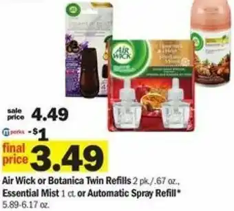 Meijer Air Wick Or Botanica Twin Refills Essential Mist Or Automatic Spray Refill offer