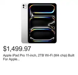 Costco Apple iPad Pro 11-inch, 2TB Wi-Fi (M4 chip) Built For Apple Intelligence offer