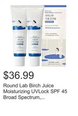 Costco Round Lab Birch Juice Moisturizing UVLock SPF 45 Broad Spectrum, 2.03 fl oz, 2-pack offer