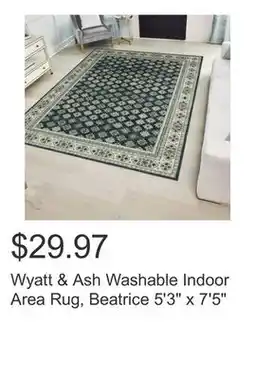 Costco Wyatt & Ash Washable Indoor Area Rug, Beatrice 5'3 x 7'5 offer