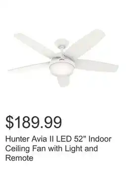 Costco Hunter Avia II LED 52 Indoor Ceiling Fan with Light and Remote offer