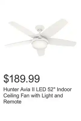 Costco Hunter Avia II LED 52 Indoor Ceiling Fan with Light and Remote offer