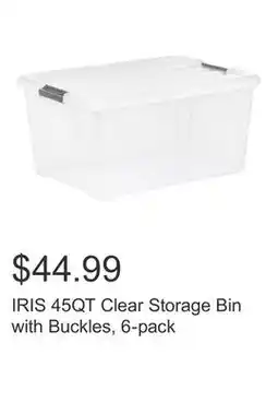 Costco IRIS 45QT Clear Storage Bin with Buckles, 6-pack offer