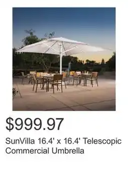 Costco SunVilla 16.4' x 16.4' Telescopic Commercial Umbrella offer