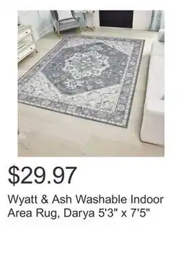 Costco Wyatt & Ash Washable Indoor Area Rug, Darya 5'3 x 7'5 offer