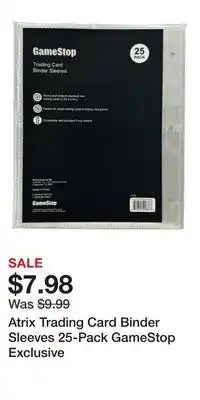 Game Stop Atrix Trading Card Binder Sleeves 25-Pack GameStop Exclusive offer