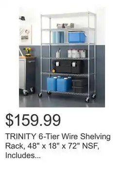 Costco TRINITY 6-Tier Wire Shelving Rack, 48 x 18 x 72 NSF, Includes Wheels offer