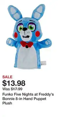 Game Stop Funko Five Nights at Freddy's Bonnie 8-in Hand Puppet Plush offer