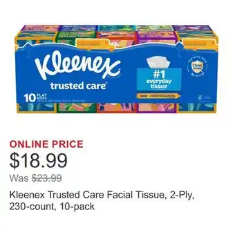 Costco Kleenex Trusted Care Facial Tissue, 2-Ply, 230-count, 10-pack offer