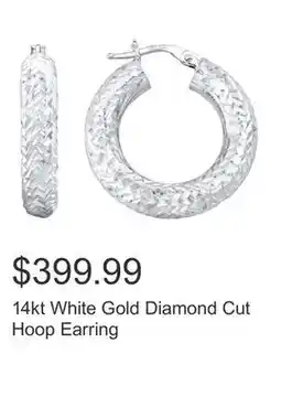 Costco 14kt White Gold Diamond Cut Hoop Earring offer