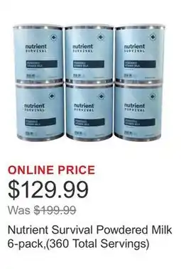 Costco Nutrient Survival Powdered Milk 6-pack,(360 Total Servings) offer